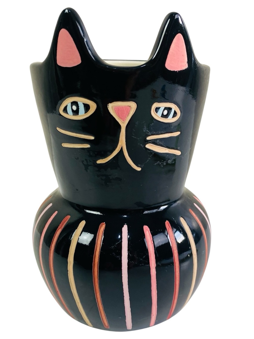 Threshold Ceramic Black Cat Planter/Vase 7”